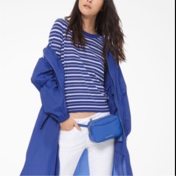 🆕 Michael Kors Blue Striped Jersey knit long sleeve top - Picture 1 of 8